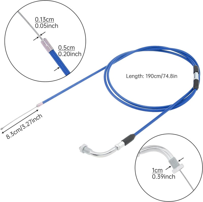 Windance 190cm 74.8" High Performanc Motorcycle Refitting Throttle Cable, Adjustable Flat Slide Carburetor Throttle Cable Fit for Honda Yamaha Keihin GY6 Scooter ATV (Navy Blue) - Image 2